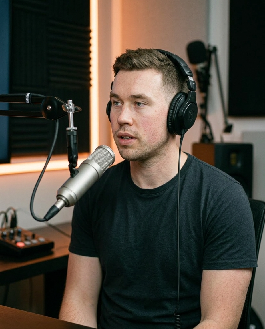 AI-generated podcast studio shot